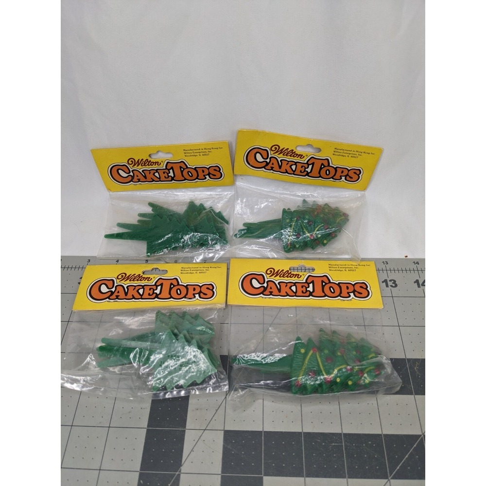 Vintage Wilton Cake Top Toppers Decoration Christmas Tree 4 Pkg of 6 Lot